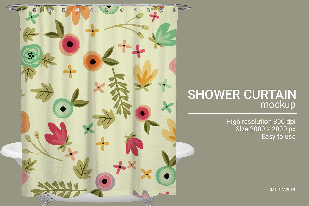 Shower Curtain Mockup in Product Mockups - product preview 8