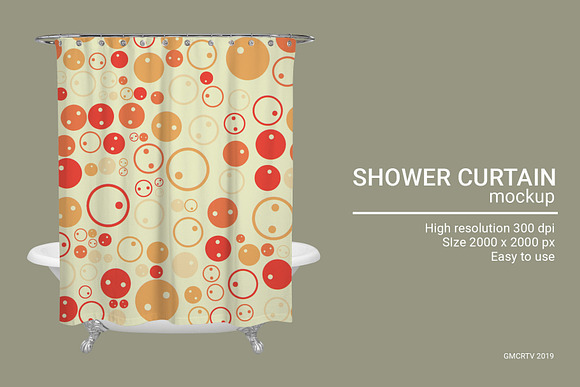 Shower Curtain Mockup in Product Mockups - product preview 1