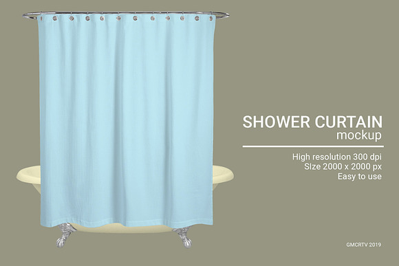 Shower Curtain Mockup in Product Mockups - product preview 2