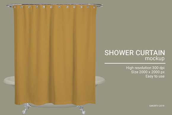 Shower Curtain Mockup in Product Mockups - product preview 3