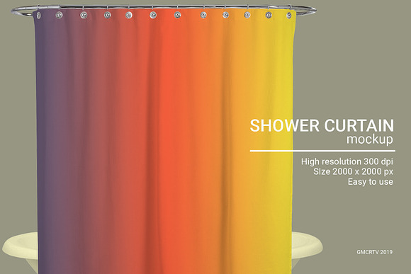Shower Curtain Mockup in Product Mockups - product preview 4