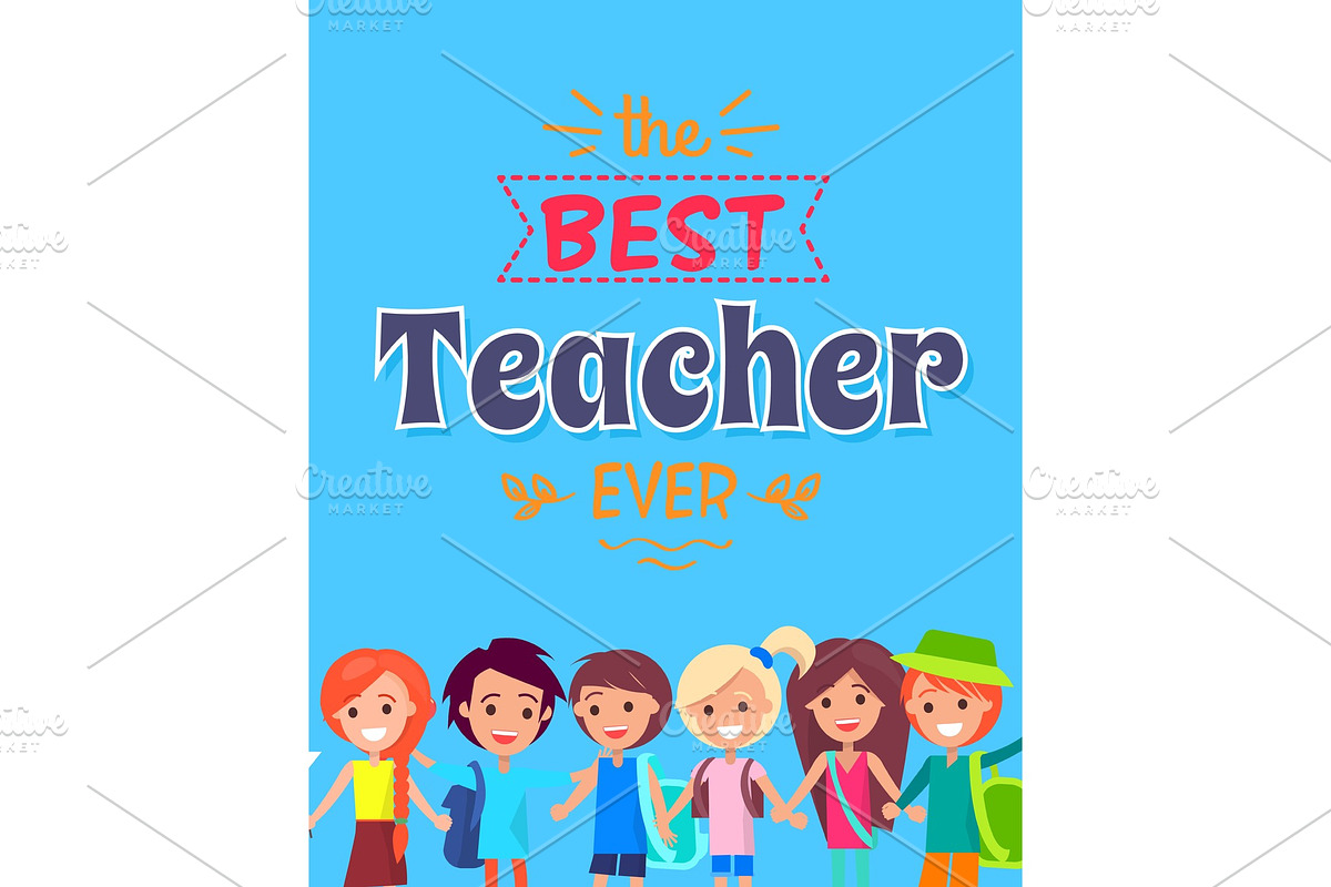Best Teacher Ever Poster Vector in Illustrations - product preview 8