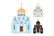 Orthodox churches vector icons