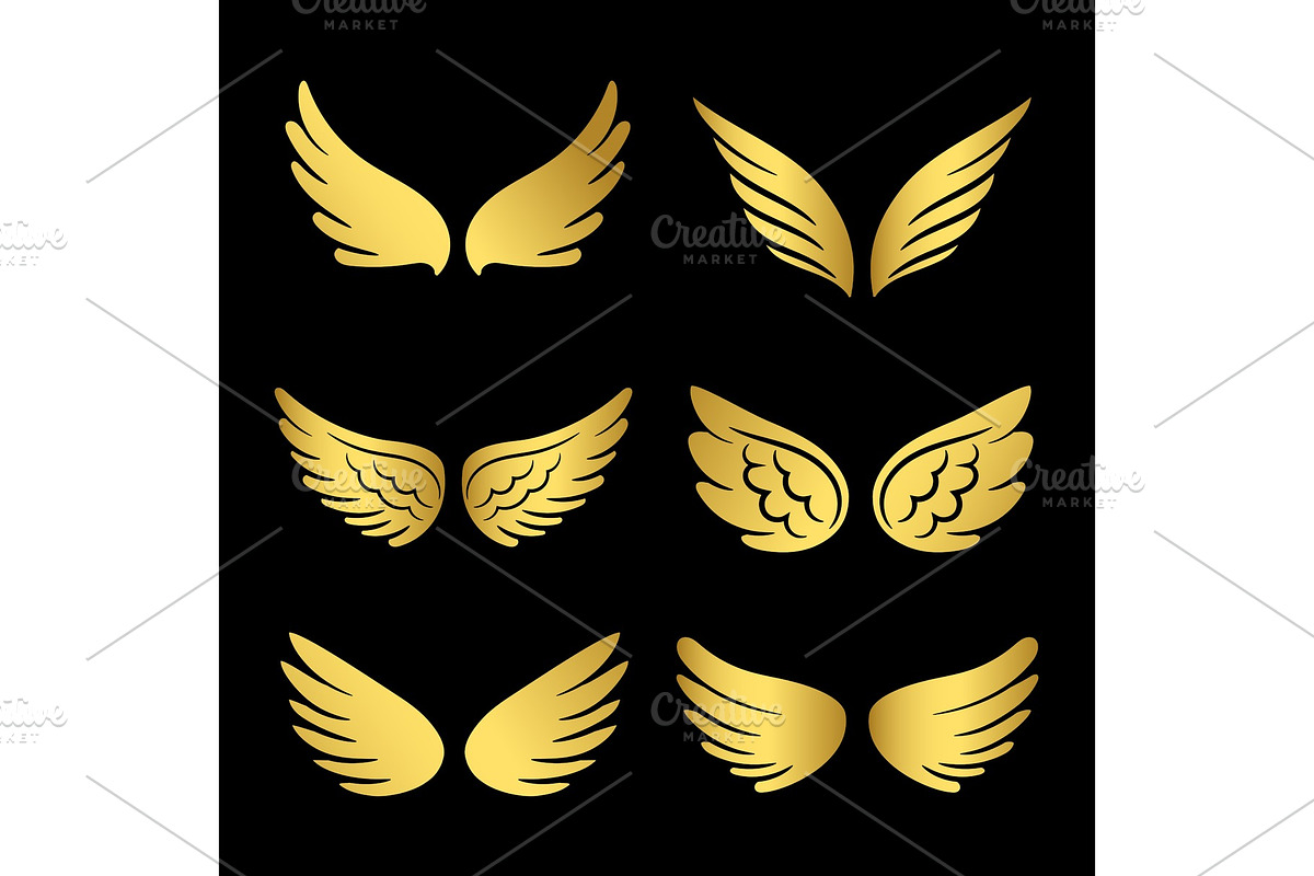Golden wings vector collection in Graphics - product preview 8