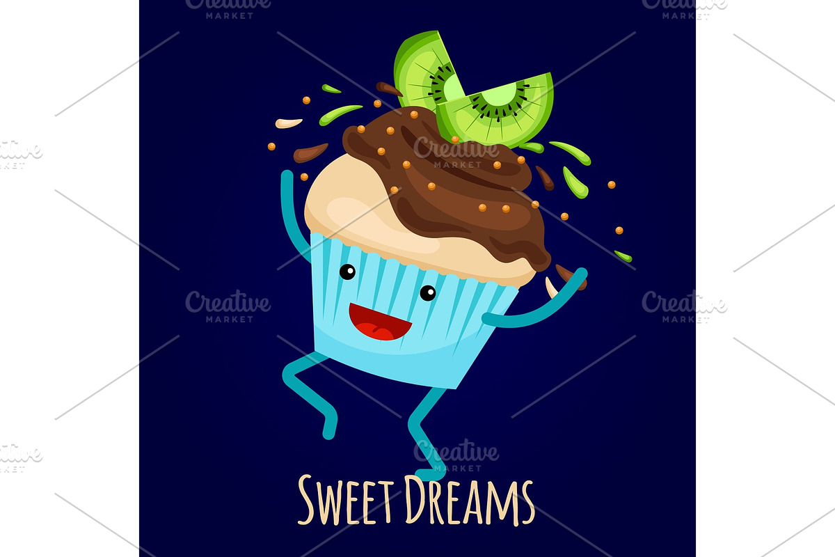 Happy kiwi cupcake with choco in Graphics - product preview 8