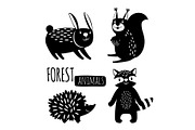 Black and white forest animals