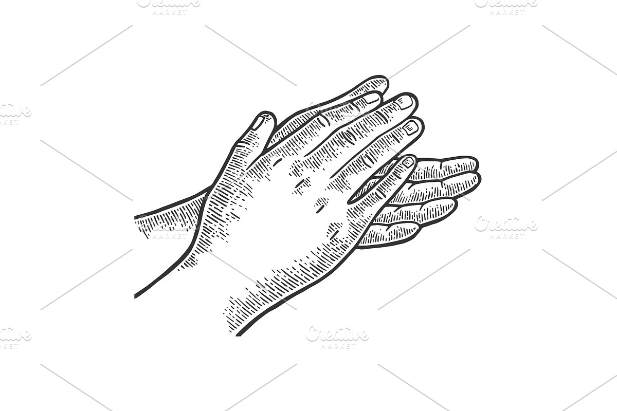 Applause clapping hands engraving in Illustrations - product preview 8