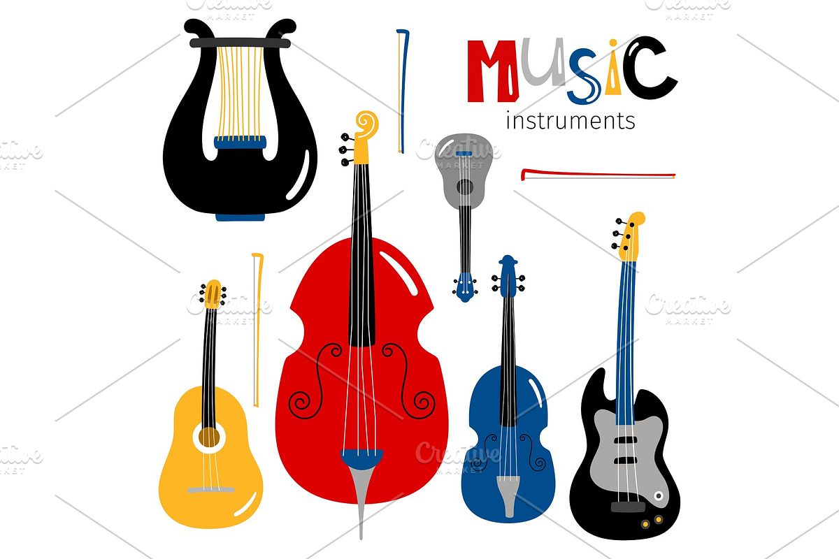 Vector stringed musical instruments in Graphics - product preview 8