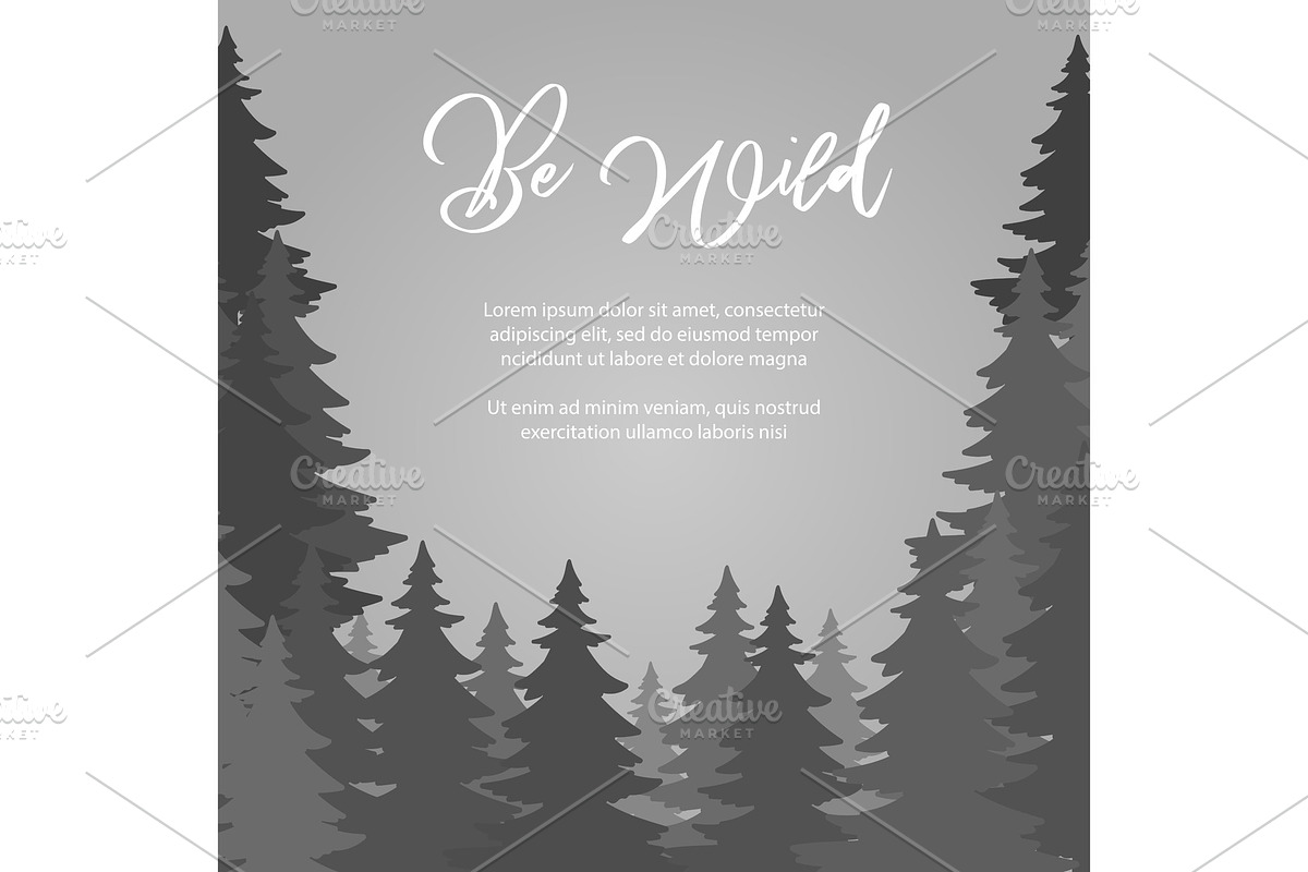 Be wild poster vector design. Fir in Graphics - product preview 8
