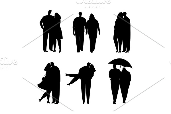 Collection of black silhouettes of