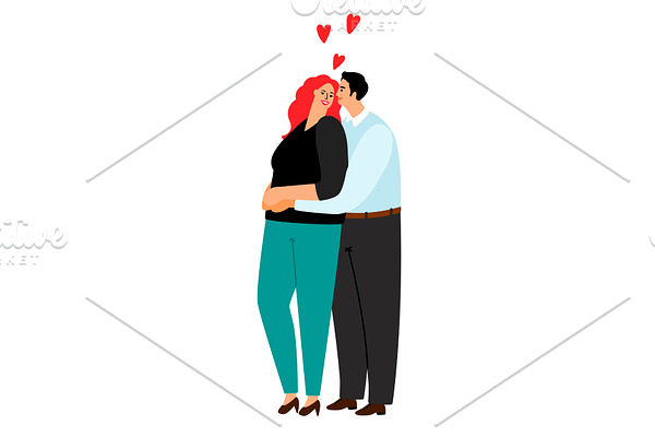 Loving couple hugging isolated on