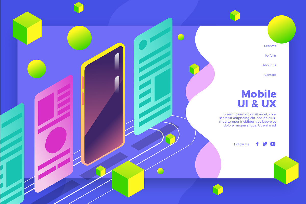 UI UX Mobile - Banner & Landing Page in Web Elements - product preview 8