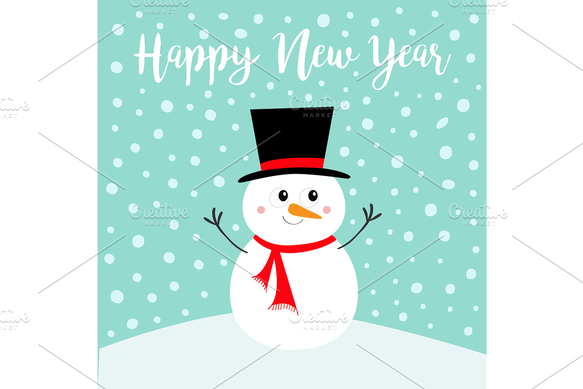 Happy New Year. Snowman on snowdrift in Illustrations - product preview 8
