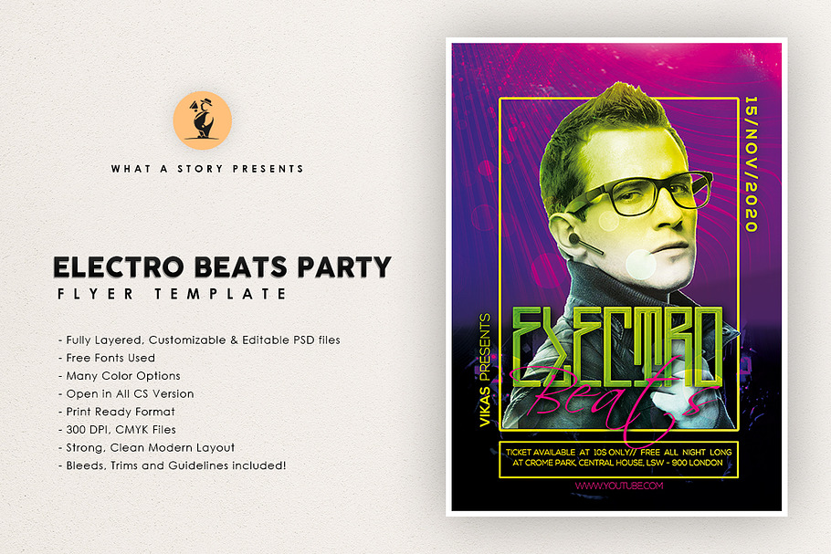 Electro Beats Party  in Flyer Templates - product preview 8