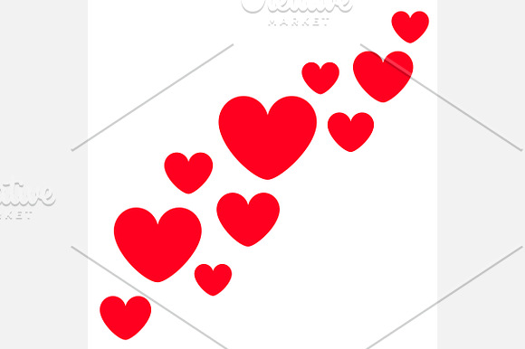 Red heart icon set. Diagonal line  in Illustrations - product preview 1