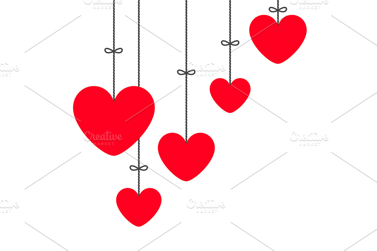Hanging heart icon set. Love in Illustrations - product preview 8