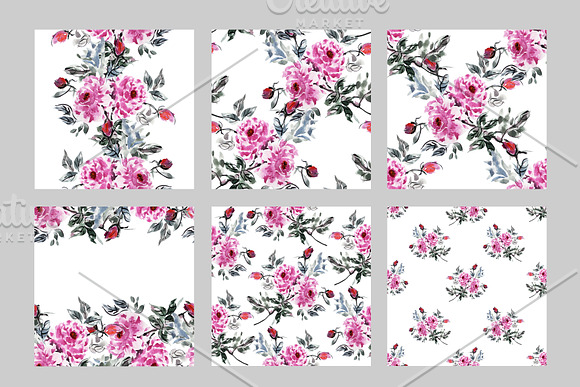Watercolor Peonies Floral Decoration in Illustrations - product preview 2