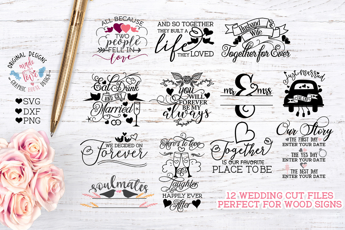 Wedding Cut File Bundle in Illustrations - product preview 8