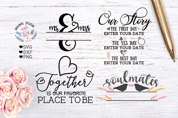 Wedding Cut File Bundle in Illustrations - product preview 2