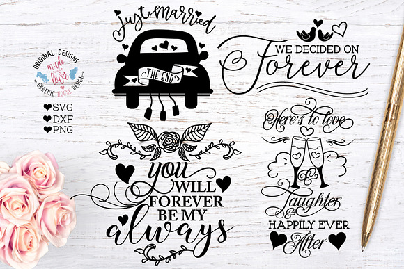 Wedding Cut File Bundle in Illustrations - product preview 3
