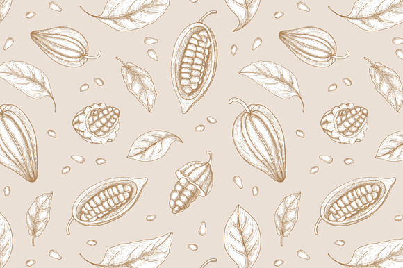 Cocoa tree hand drawn collection in Illustrations - product preview 3