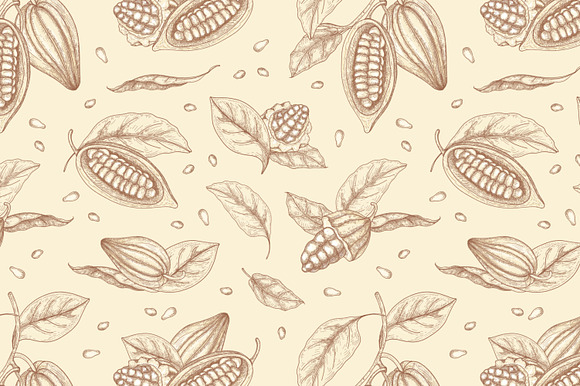 Cocoa tree hand drawn collection in Illustrations - product preview 5