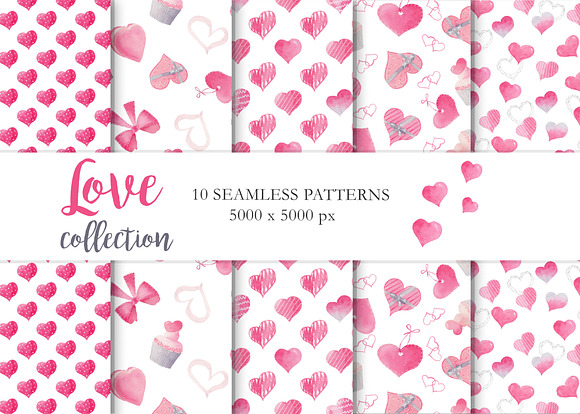 Watercolor Pink Love Collection in Illustrations - product preview 3
