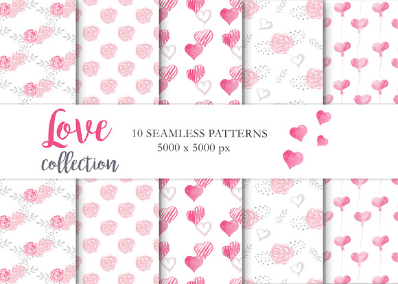 Watercolor Pink Love Collection in Illustrations - product preview 4