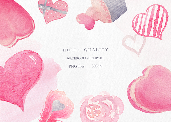 Watercolor Pink Love Collection in Illustrations - product preview 8