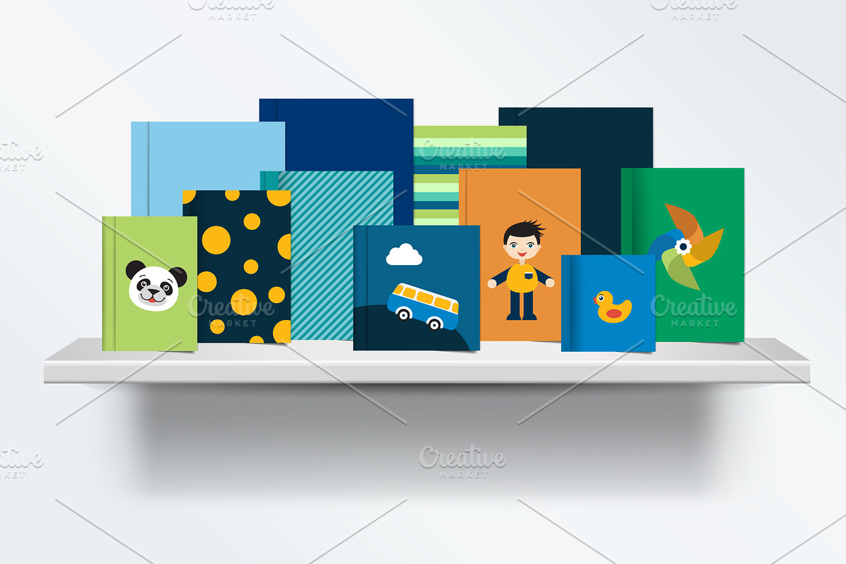 Children, kids Bookshelf. in Illustrations - product preview 8