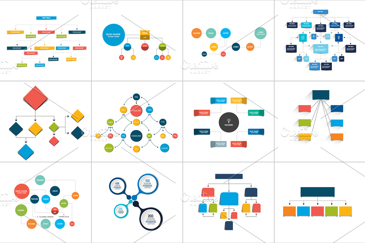 Fowcharts schemes, diagrams in Illustrations - product preview 8