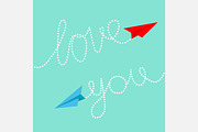Red blue origami paper planes. Love 