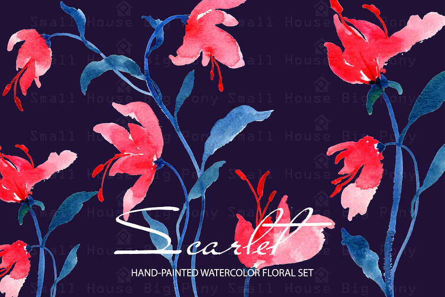 Scarlet - Watercolor Clip Art Set