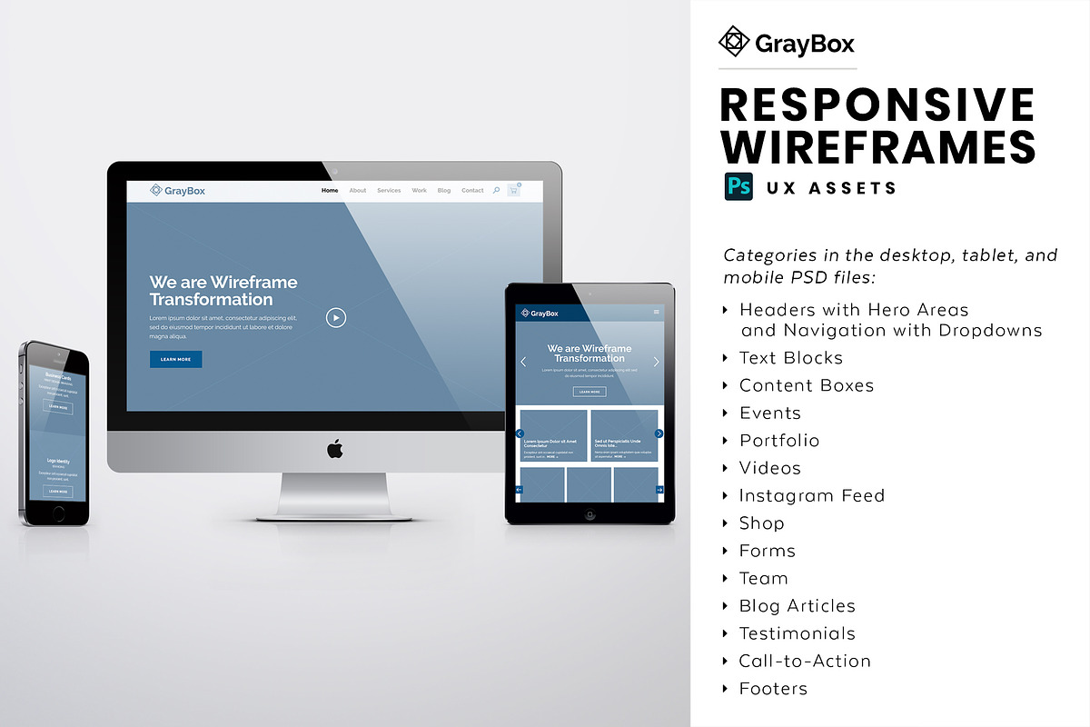 UX Assets Website Wireframe in Wireframe Kits - product preview 8