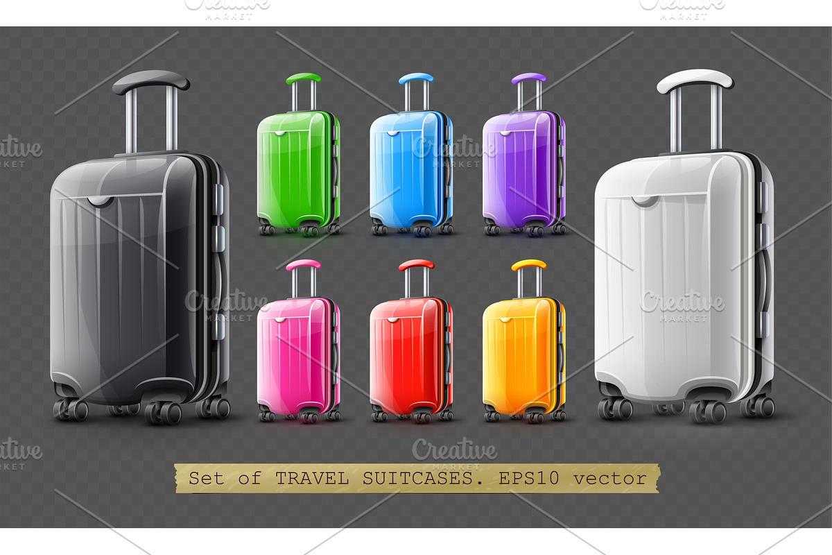 Suitcases for travel. Vector. in Illustrations - product preview 8