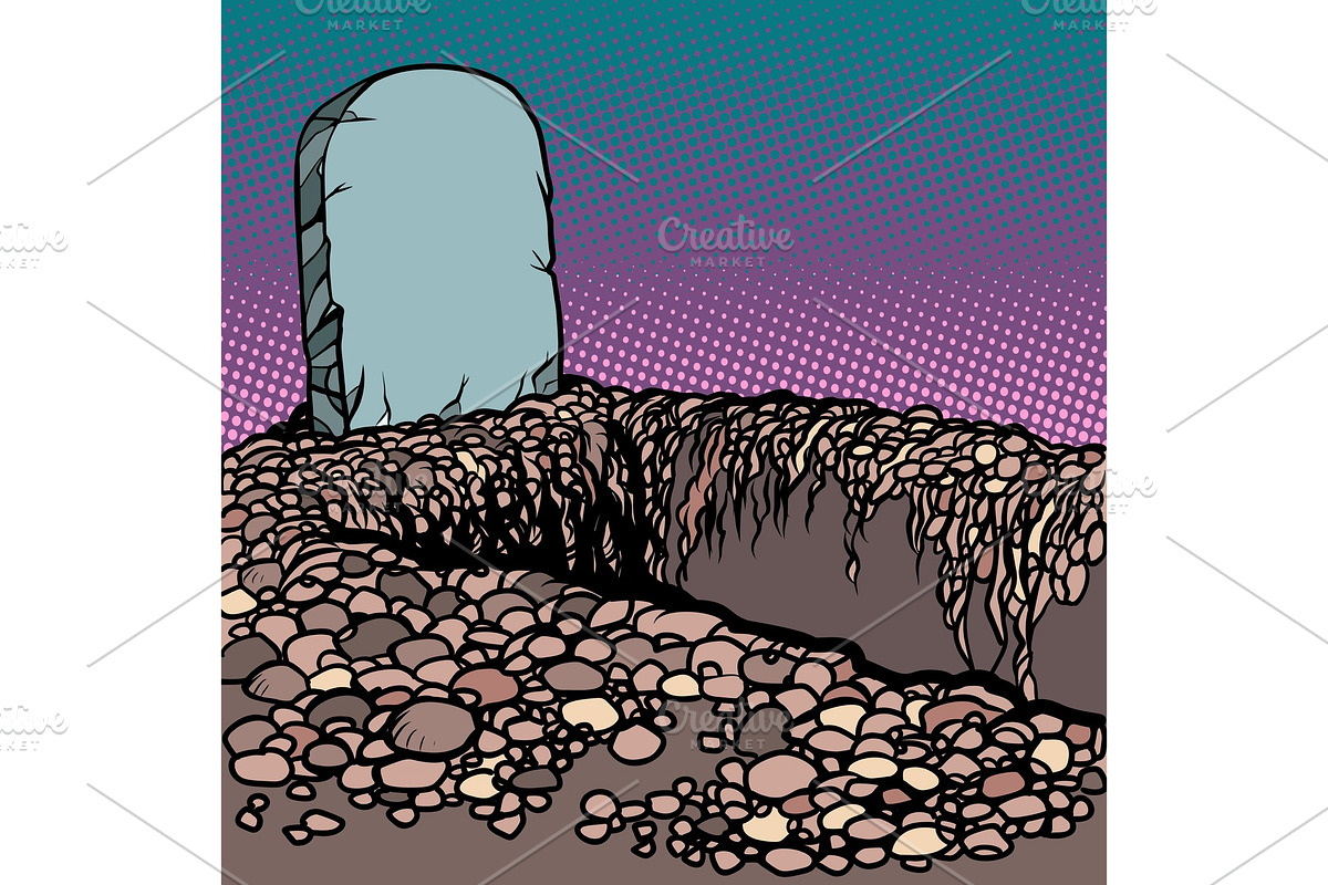 Empty dug grave. Cemetery graveyard in Illustrations - product preview 8