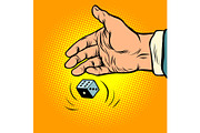 hand throws dice