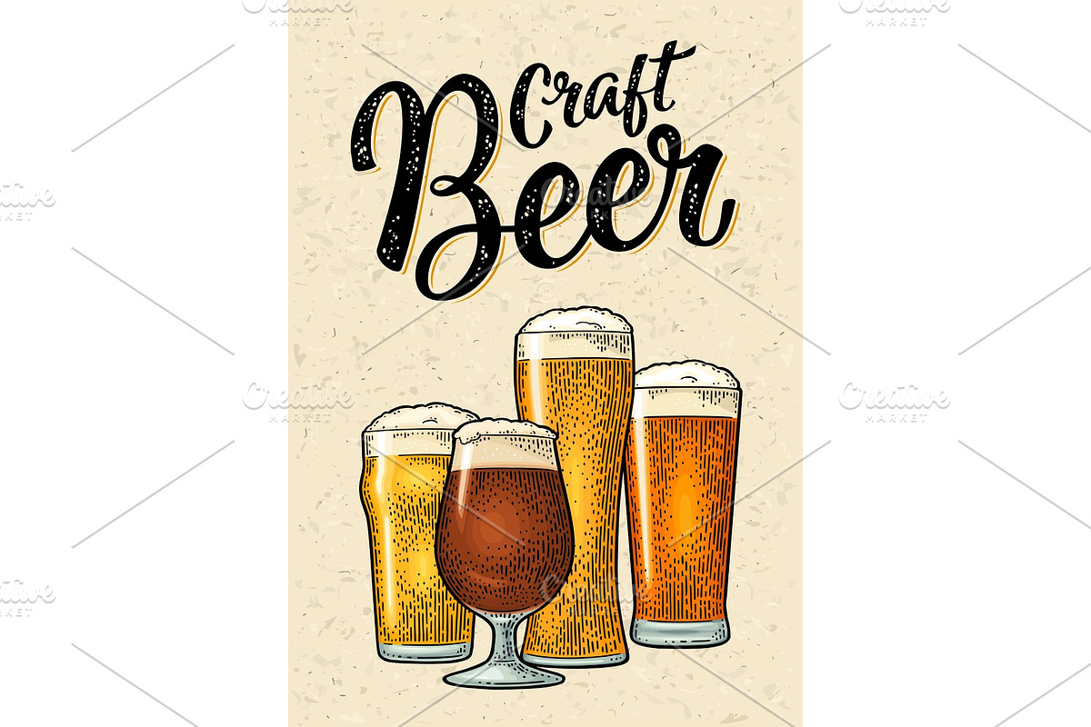 Glass with different types beer - in Illustrations - product preview 8