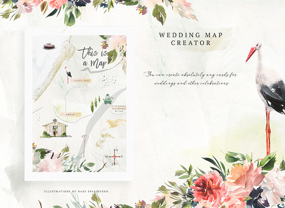 Watercolor Wedding Map Creator in Illustrations - product preview 3