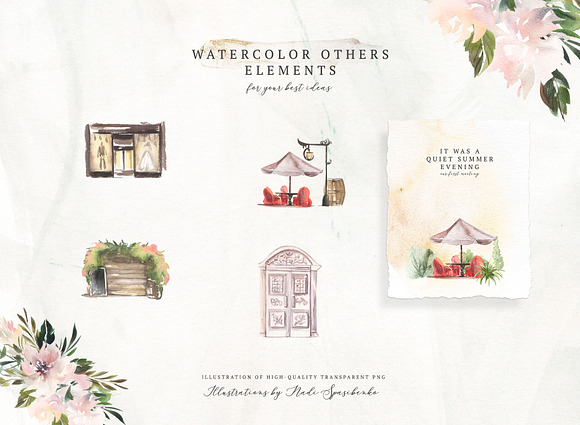 Watercolor Wedding Map Creator in Illustrations - product preview 11