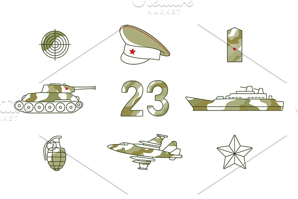 Vector flat army, military