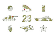 Vector flat army, military