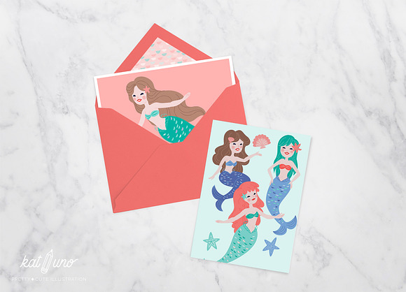 Pretty Mermaids Clip Art Set in Graphics - product preview 3