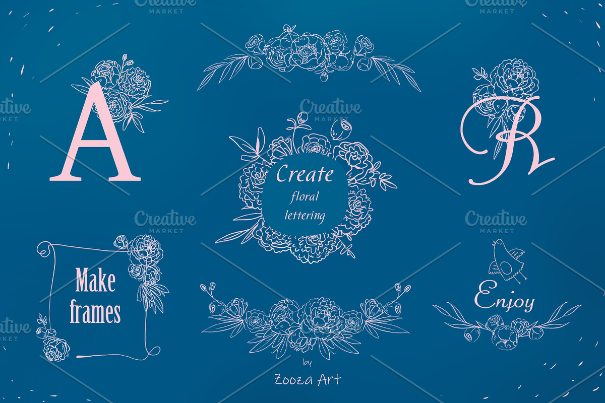 Wedding set: Peonies & Happy Birds in Illustrations - product preview 8