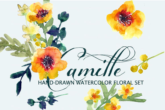 Camille- Watercolor Clip Art Set in Illustrations - product preview 1