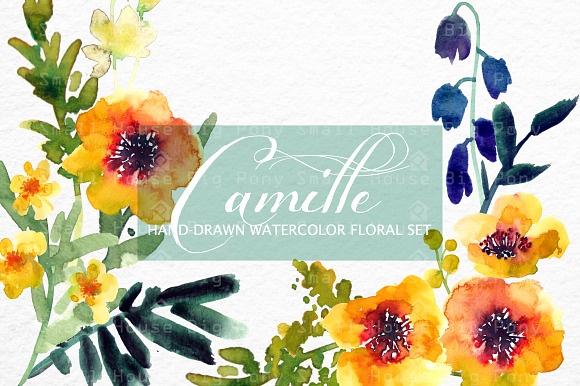 Camille- Watercolor Clip Art Set in Illustrations - product preview 3
