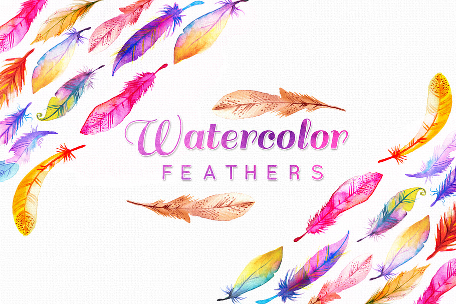 11 High Res Watercolor Feathers in Illustrations - product preview 8