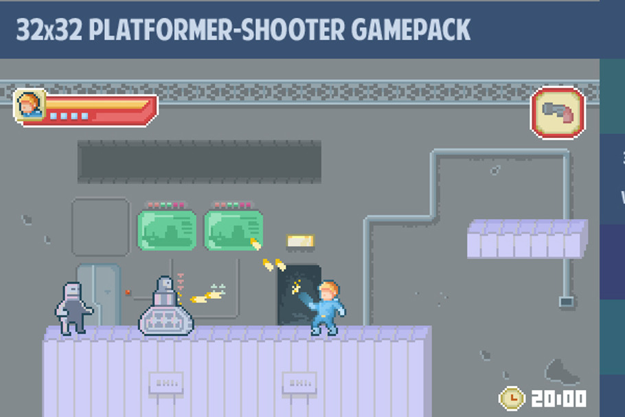32X32 SCI-FI PLATFORMER-SHOOTER GAME in Illustrations - product preview 8