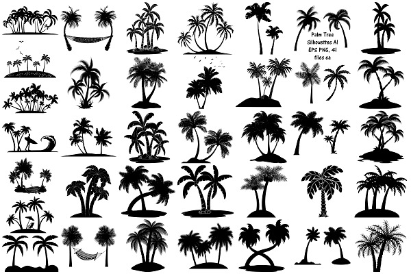 Palm Tree Silhouettes AI EPS PNG