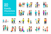 20 Family Characters Vector